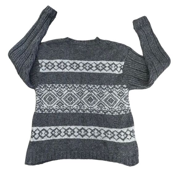 Hand Knit Northern Apparel 100% Shetland Wool Argyle Sweater Large Gray - Picture 5 of 8
